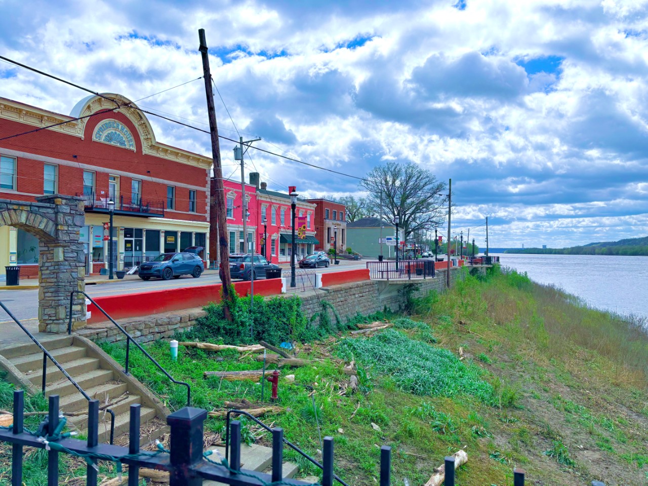 Image of a river front town