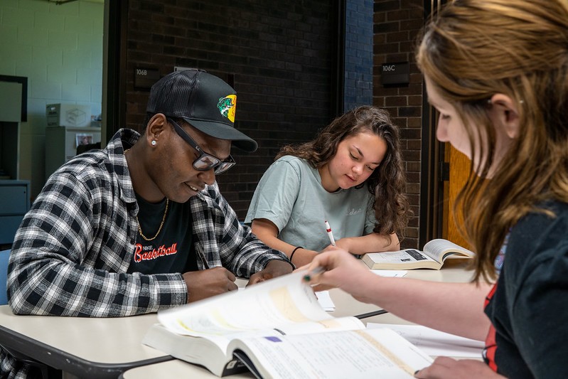 students studying together at a table